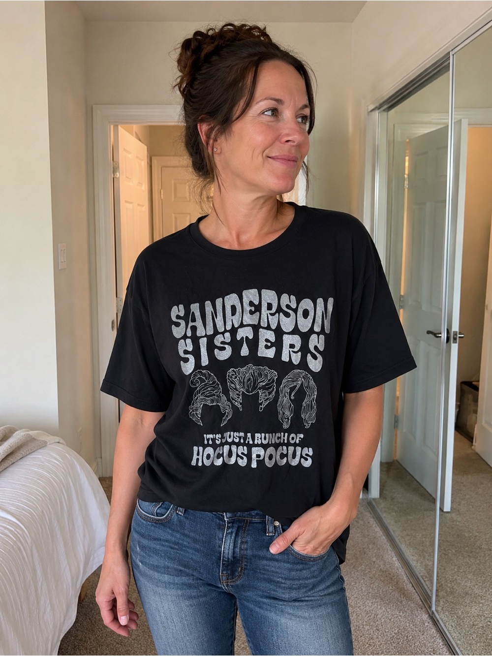 Disney Black Sanderson Sisters Hocus Pocus Graphic Tee with Silver Print